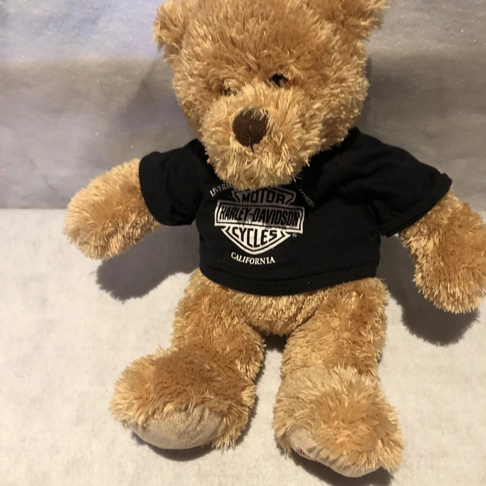 Harley Davidson Teddy Bear Plush Embroidered Foot Black Tshirt‎ 13